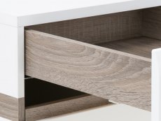 Furniture To Go Furniture To Go Chelsea White High Gloss and Truffle Oak 2 Drawer Bedside Cabinet (Flat Packed)