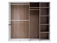 Furniture To Go Furniture To Go Chelsea White High Gloss and Oak 4 Door Mirrored Large Wardrobe