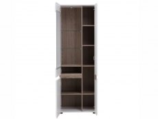 Furniture To Go Furniture To Go Chelsea White High Gloss and Truffle Oak Tall Glazed Narrow Display Cabinet (RHD) (F