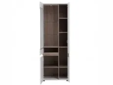 Furniture To Go Furniture To Go Chelsea White High Gloss and Truffle Oak Tall Glazed Narrow Display Cabinet (RHD)