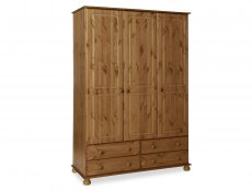 Furniture To Go Copenhagen 3 Door 4 Drawer Pine Wooden Triple Wardrobe (Flat Packed)