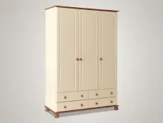 Furniture To Go Furniture To Go Copenhagen Cream and Pine 3 Door 4 Drawer Triple Wardrobe