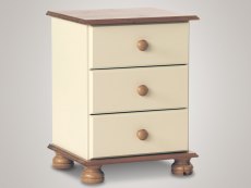 Furniture To Go Copenhagen Cream and Pine 3 Drawer Bedside Cabinet (Flat Packed)
