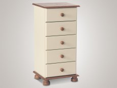 Furniture To Go Copenhagen Cream and Pine 5 Drawer Tall Narrow Chest of Drawers (Flat Packed)