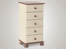 Furniture To Go Furniture To Go Copenhagen Cream and Pine 5 Drawer Tall Narrow Chest of Drawers