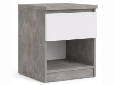 Furniture To Go Furniture To Go Naia Concrete Grey and White High Gloss 1 Drawer Small Bedside Cabinet (Flat Packed)