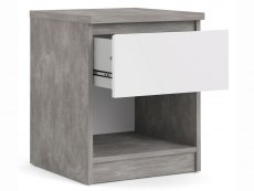 Furniture To Go Furniture To Go Naia Concrete Grey and White High Gloss 1 Drawer Small Bedside Cabinet (Flat Packed)