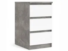 Furniture To Go Furniture To Go Naia Grey and White High Gloss 3 Drawer Bedside Table