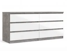 Furniture To Go Furniture To Go Naia Grey and White High Gloss 3+3 Drawer Wide Chest of Drawers