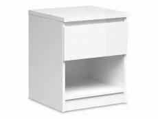 Furniture To Go Furniture To Go Naia White High Gloss 1 Drawer Small Bedside Table
