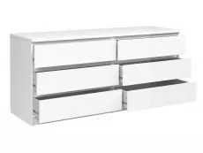 Furniture To Go Furniture To Go Naia White High Gloss 3+3 Drawer Wide Chest of Drawers