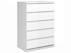 Furniture To Go Naia White High Gloss 5 Drawer Chest of Drawers (Flat Packed)