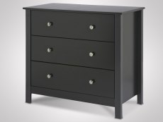 Furniture To Go Florence Black 3 Drawer Low Chest of Drawers (Flat Packed)