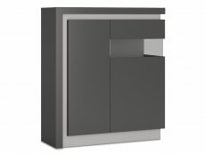 Furniture To Go Lyon Platinum High Gloss and Grey Gloss 2 Door Designer Cabinet (RHD) (Flat Packed)