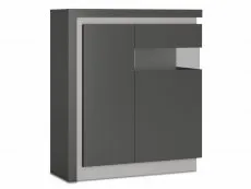 Furniture To Go Furniture To Go Lyon Platinum High Gloss and Grey Gloss 2 Door Designer Cabinet (RHD)