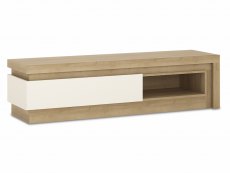 Furniture To Go Lyon White High Gloss and Riviera Oak 1 Drawer TV Cabinet (Flat Packed)