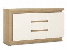 Furniture To Go Lyon White High Gloss and Riviera Oak 2 Door 3 Drawer Sideboard (Flat Packed)