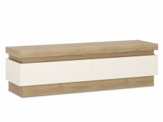 Furniture To Go Furniture To Go Lyon White High Gloss and Riviera Oak 2 Drawer TV Cabinet (Flat Packed)
