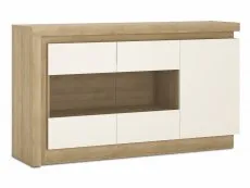 Furniture To Go Furniture To Go Lyon White High Gloss and Oak 3 Door Glazed Sideboard