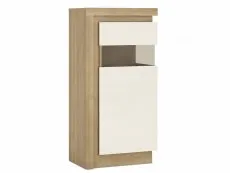 Furniture To Go Furniture To Go Lyon White High Gloss and Riviera Oak Narrow Display Cabinet (RHD)