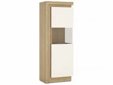 Furniture To Go Furniture To Go Lyon White High Gloss and Oak Narrow Display Cabinet