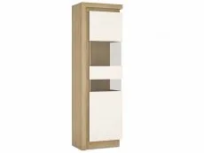 Furniture To Go Furniture To Go Lyon White High Gloss and Riviera Oak Tall Display Cabinet (RHD)