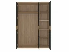 Furniture To Go Monaco Oak and Black 3 Door Mirrored Triple Wardrobe