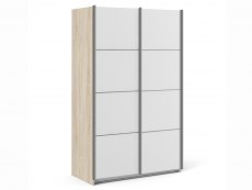 Furniture To Go Furniture To Go Verona White and Oak Sliding Door Double Wardrobe (Flat Packed)
