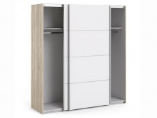 Furniture To Go Furniture To Go Verona White and Oak Sliding Door Large Double Wardrobe (Flat Packed)