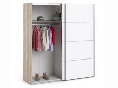 Furniture To Go Furniture To Go Verona White and Oak Sliding Door Large Double Wardrobe (Flat Packed)