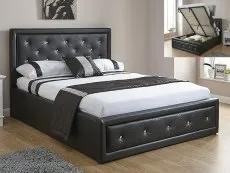 GFW GFW Hollywood 4ft6 Double Black Faux Leather Ottoman Bed Frame