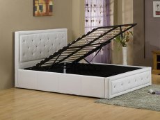 GFW GFW Hollywood 4ft6 Double White Upholstered Faux Leather Ottoman Bed Frame