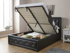 GFW GFW Hollywood 5ft King Size Black Upholstered Faux Leather Ottoman Bed Frame