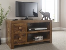 GFW GFW Jakarta Mango Wood Effect 2 Drawer TV Cabinet (Flat Packed)