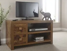 GFW Jakarta Mango Wood Effect 2 Drawer TV Cabinet