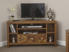 GFW GFW Jakarta Mango Wood Effect Corner 3 Drawer TV Cabinet (Flat Packed)