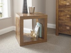GFW GFW Jakarta Mango Wood Effect Cube Table (Flat Packed)