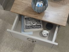 GFW GFW Kendal Light Grey and Oak 1 Drawer Bedside Cabinet (Flat Packed)