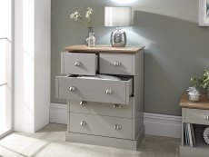 GFW GFW Kendal Light Grey and Oak 2+3 Drawer Chest of Drawers (Flat Packed)