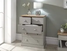 GFW GFW Kendal Light Grey and Oak 2+3 Drawer Chest of Drawers