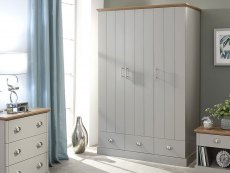 GFW GFW Kendal Light Grey and Oak 3 Door 3 Drawer Wardrobe (Flat Packed)
