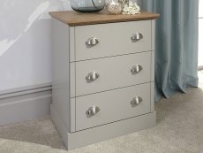 GFW GFW Kendal Light Grey and Oak 3 Drawer Chest of Drawers (Flat Packed)