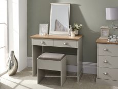 GFW GFW Kendal Light Grey and Oak Dressing Table and Stool (Flat Packed)