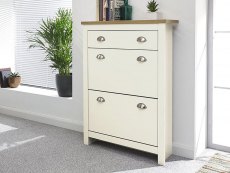 GFW Lancaster Cream and Oak 2 Door 1 Drawer Shoe Cabinet (Flat Packed)