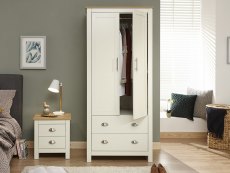 GFW GFW Lancaster Cream and Oak 2 Door 2 Drawer Wardrobe (Flat Packed)