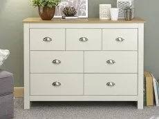 GFW GFW Lancaster Cream and Oak 7 Drawer Merchant Chest of Drawers