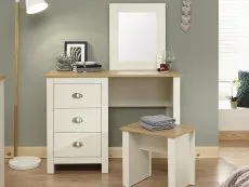 GFW GFW Lancaster Cream and Oak Dressing Table and Stool (Flat Packed)