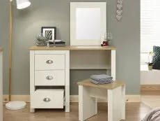 GFW Lancaster Cream and Oak Dressing Table and Stool (Flat Packed)