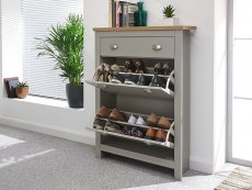GFW GFW Lancaster Grey and Oak 2 Door 1 Drawer Shoe Cabinet (Flat Packed)