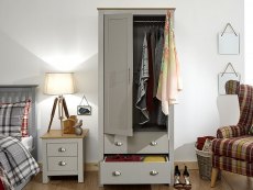 GFW GFW Lancaster Grey and Oak 2 Door 2 Drawer Wardrobe (Flat Packed)